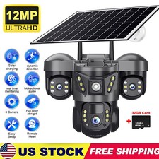 3 Lens Camara De Seguridad Solar Inalambricas Para Exterior Con Vision Nocturna