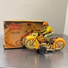 Vtg NIEDERMEIER PN-200 Motor Artist Motorcycle Tin Toy w/ Box Motorrad GERMANY