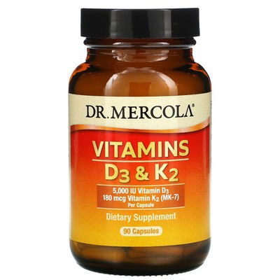 2 X Dr. Mercola, Vitamins D3 & K2, 90 Capsules