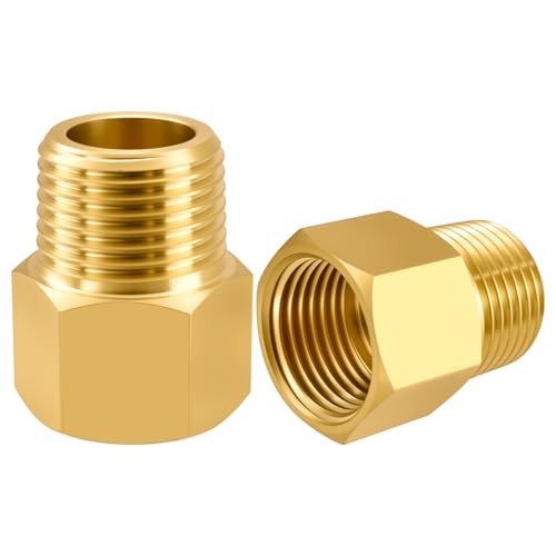  2-Pack Brass Pipe Fitting 3/8 NPT Male Thread to 3/8 2P 3/8"Male x 3/8"Female