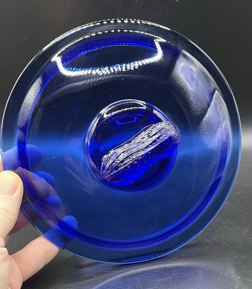 "Frasco de barril de vidrio contenedor azul maní Mr. Peanut vintage Planters "Running" 10"" Foto 3 de 4