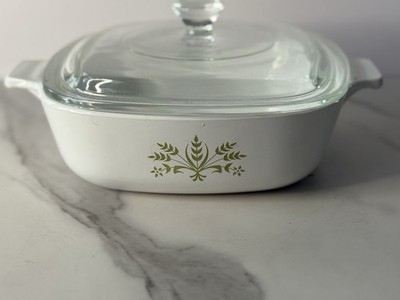 Rare Green Avocado Wheat Corningware Casserole Dish With Lid 1qt
