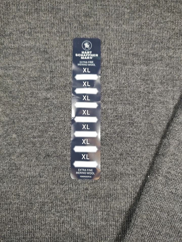 Suéter Hart Schaffner Marx Extra Fino Lana Merino Para Hombres XL Gris Cuello en V Pullover Foto 3 de 4