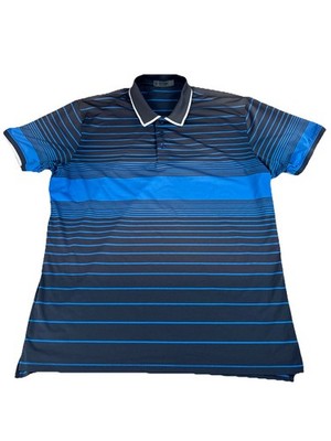 G/Fore Polo Shirt Mens Large Blue Striped Performance Preppy Golf