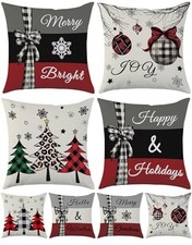 Christmas Pillow Covers 18x18 inch Set of 18" x 18" Pack of 4 White Red Black