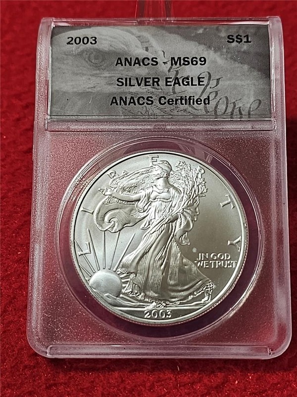 2003 American Silver Eagle ASE DOLLAR ANACS MS 69                    #T2650