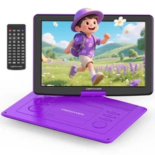 DBPOWER 17.9" Portable DVD Player w/15.6" Large HD Screen 6 Hours Battery Purple
