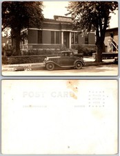 RPPC Masons Temple Albia IA Car Photo Postcard