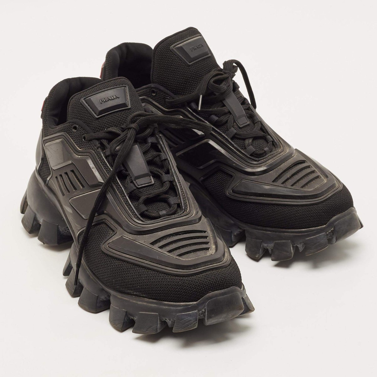 Prada Cloudbust Thunder Size 45.5 Black Knit Fabric and Rubber
