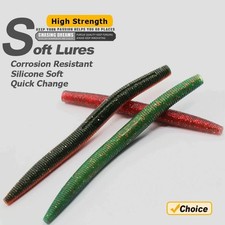 15Pcs Soft Fishing Worm Lures for Bass Plastic Worm Stick Baits for Wacky Rig