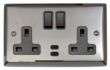 G&H SC913B Spectrum Polished Chrome Double 13A Plug Socket Dual 4.2A USB C