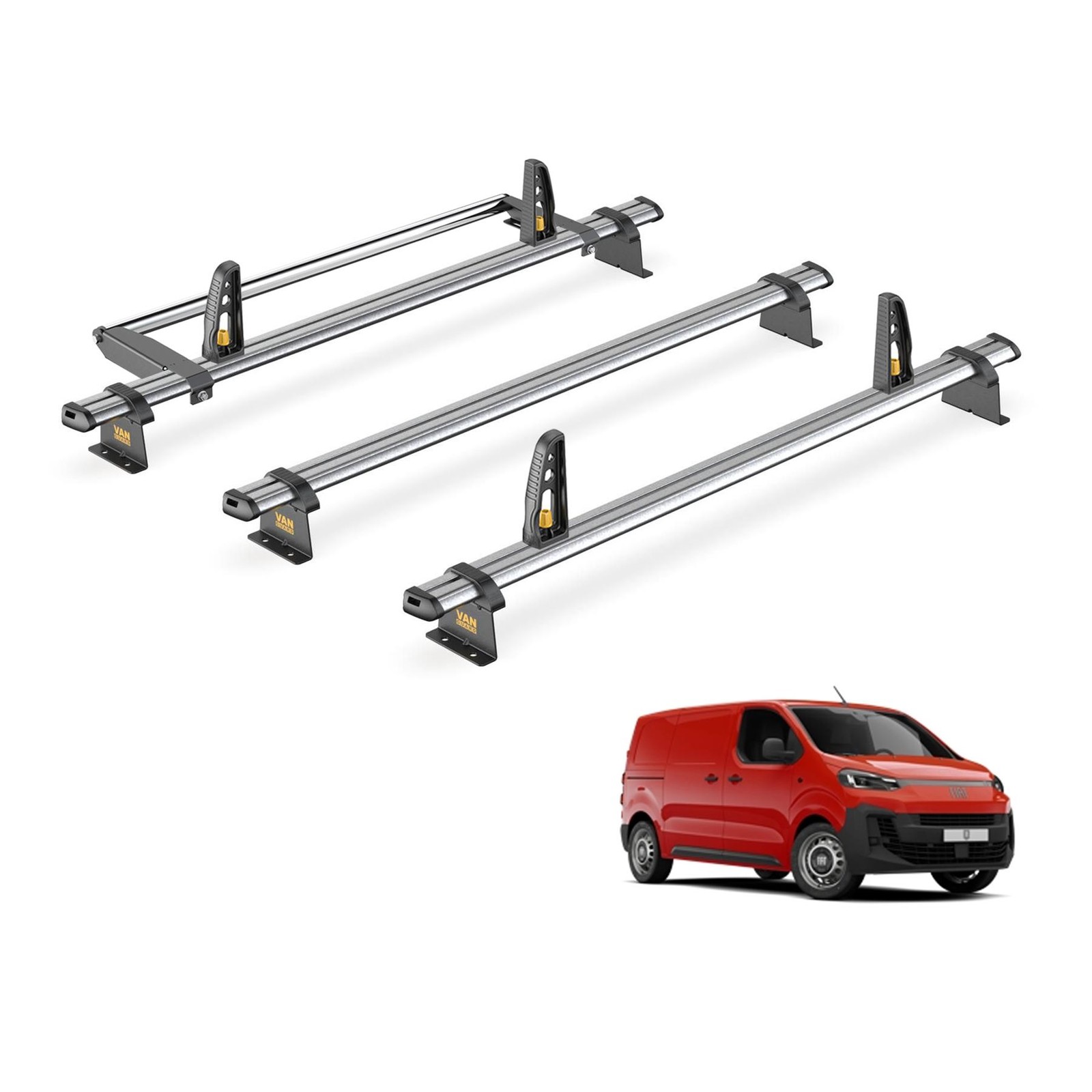 Fiat Scudo Roof Rack for 2022+ [L1] 3 Bars, Roller, Loadstops - Van Guard Trade