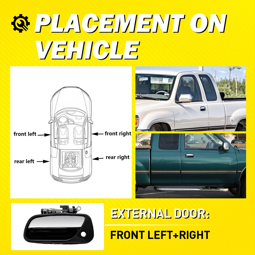 Front Left+Right Side Exterior Door Handle For Toyota T100 1993-1998 Chrome2-10x