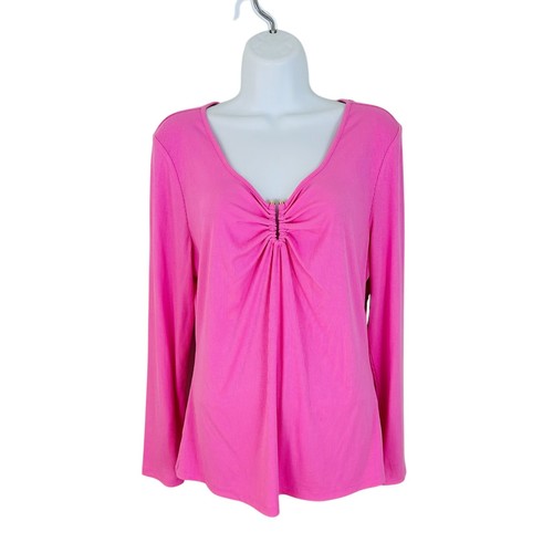 INC International Concepts Women's Size L Ribbed Knit Fuchsia Petal Top NEW