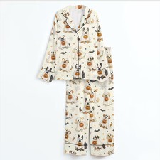 Women's Halloween Dog Ghost Pajama Set Sleepwear Nightwear