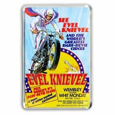 RETRO - EVIL KNIEVEL WEMBLEY poster art - JUMBO FRIDGE / LOCKER MAGNET