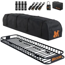 Mockins 85"x24"x4" Narrow Roof Rack Basket with 20 Cu.Ft Rooftop Cargo Carrier