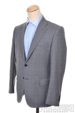ERMENEGILDO ZEGNA CLOTH Gray Plaid Check Wool Sport Coat Blazer EU 48 / US 38 R