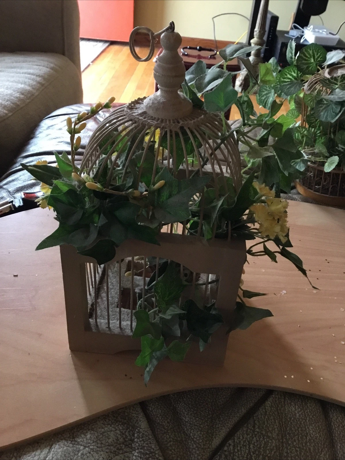 Bird Cage - Decorate With Fake Plants And Bird