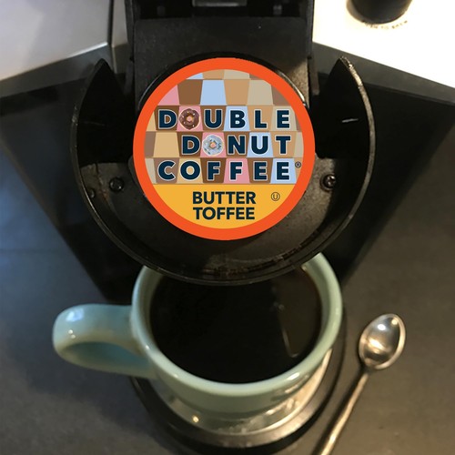 Double Donut Flavored Coffee Pods,Butter Toffee Coffee, Single Serve Medium R... - Picture 6 of 6