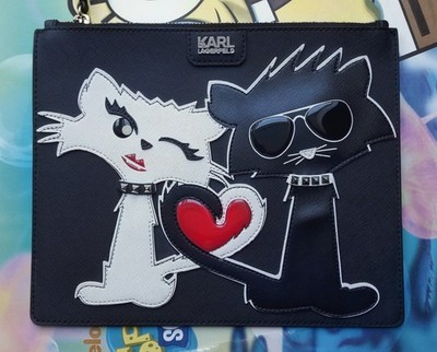 KARL LAGERFELD   CLUTCH   CHOUPETTE   KATZE   SCHWARZ ROT   LOVE   TASCHE   150 