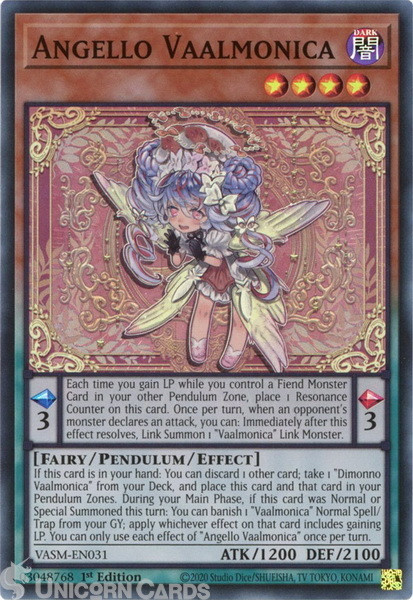 VASM-EN031 Angello Vaalmonica :: Super Rare 1st Edition YuGiOh Card