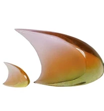 Daum Large & Small Fish in Orange Pink by Xavier Carnoy LE - Pate De Verre WOW!