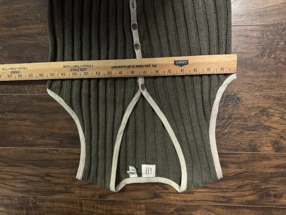 GAP Sweater Vest Women's Button Front V-Neck Green Ribbed Knit Sz:L - Image 4 of 4