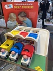 Vintage 1965 Little People Dump Truckers Original Wood Drivers W/box Great