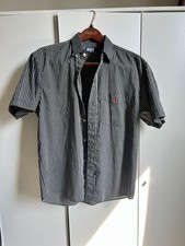 Polo Men s Short Sleeve Shirt Size M 100 Cotton Black White Stripes