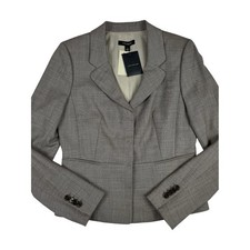 Ann Taylor Blazer Taupe Wool Blend Tweed Hidden Button Closure in Size 4 NWT