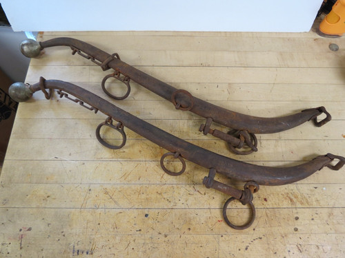 VINTAGE METAL USHCO HORSE HAME PAIR 28" BRASS BALL