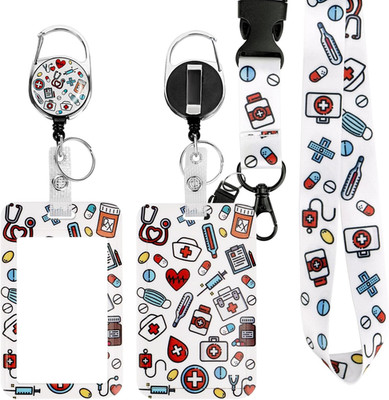 Ausweishülle mit Lanyard Badge Reel abnehmbar ID Holder für Lehrer Büro