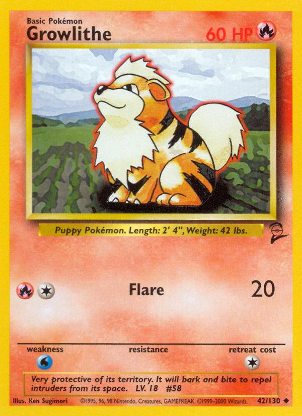 Pokemon Growlithe (42/131) Base Set 2 LP