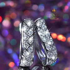 Christmas Sale Moissanite Huggie Earrings Solid 14K White Gold Round Cut 1.70 CT