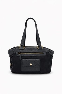 Prada Black Nylon Leather Trim Shoulder Tote Bag Handbag Gold Hardware Italy