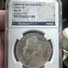 1900-O Morgan Silver Dollar with Original Bag Fragment NGC MS64 Bullion Plus