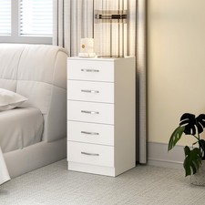 HOMCOM Kommode mit 5 Schubladen Aufbewahrungsschrank für Wohnzimmer Weiß