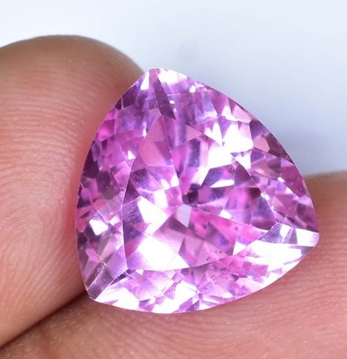 Stunning 11.90 Ct Natural Mogok Pink Ruby Trillion Cut Certified Loose Gemstone