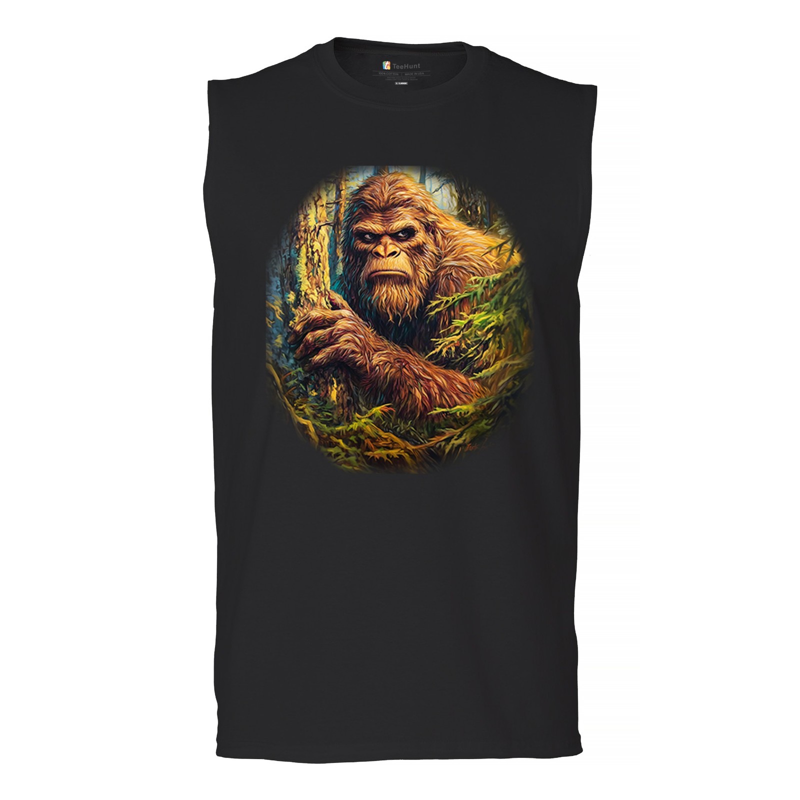 ALTRA Bigfoot in the Woods Camicia Muscolare Uomo Divertente Sasquatch Nascondi e Cerca Campione