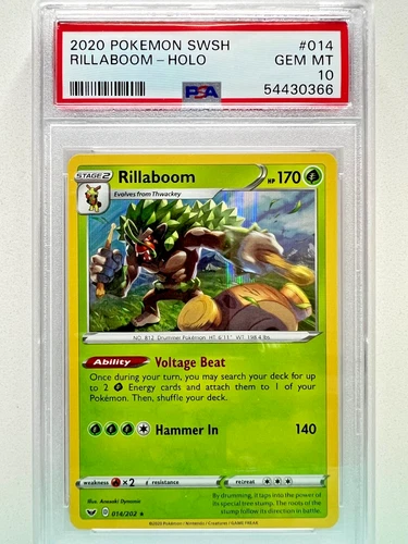 Pokemon - 2020 Sword & Shield Base Set Rillaboom - Holo #014 - PSA 10 - GEM MINT