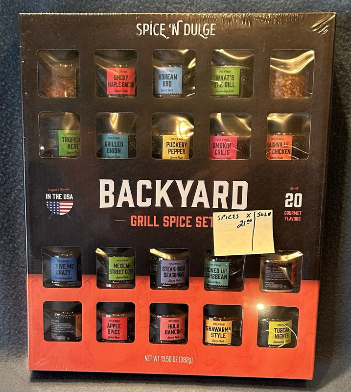 Spice 'N Dulge Backyard Grill Spice Set, 20 Assorted Flavors, 13.5 oz
