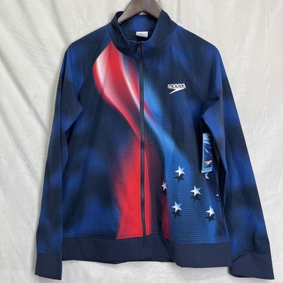Speedo Team USA Olympic Track Jacket Large New Navy Blue Swim Limited Edition L