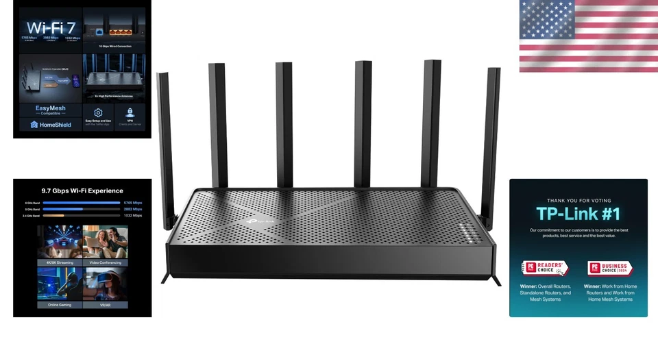 BE9700 Tri-Band WiFi 7 Router | Enhanced Coverage & Security for 120 Devices - Image 2 of 4