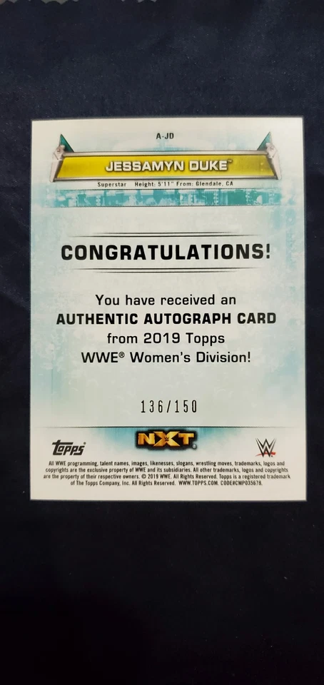2019 Topps Womens Division Jessamyn Duke Autograph Auto 136 /150 Green 1st Card - Image 2 of 2