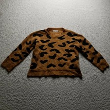 SHEIN Sweater Kids 11-12 Years Brown Animal Print Crew Neck Long Sleeve Pullover