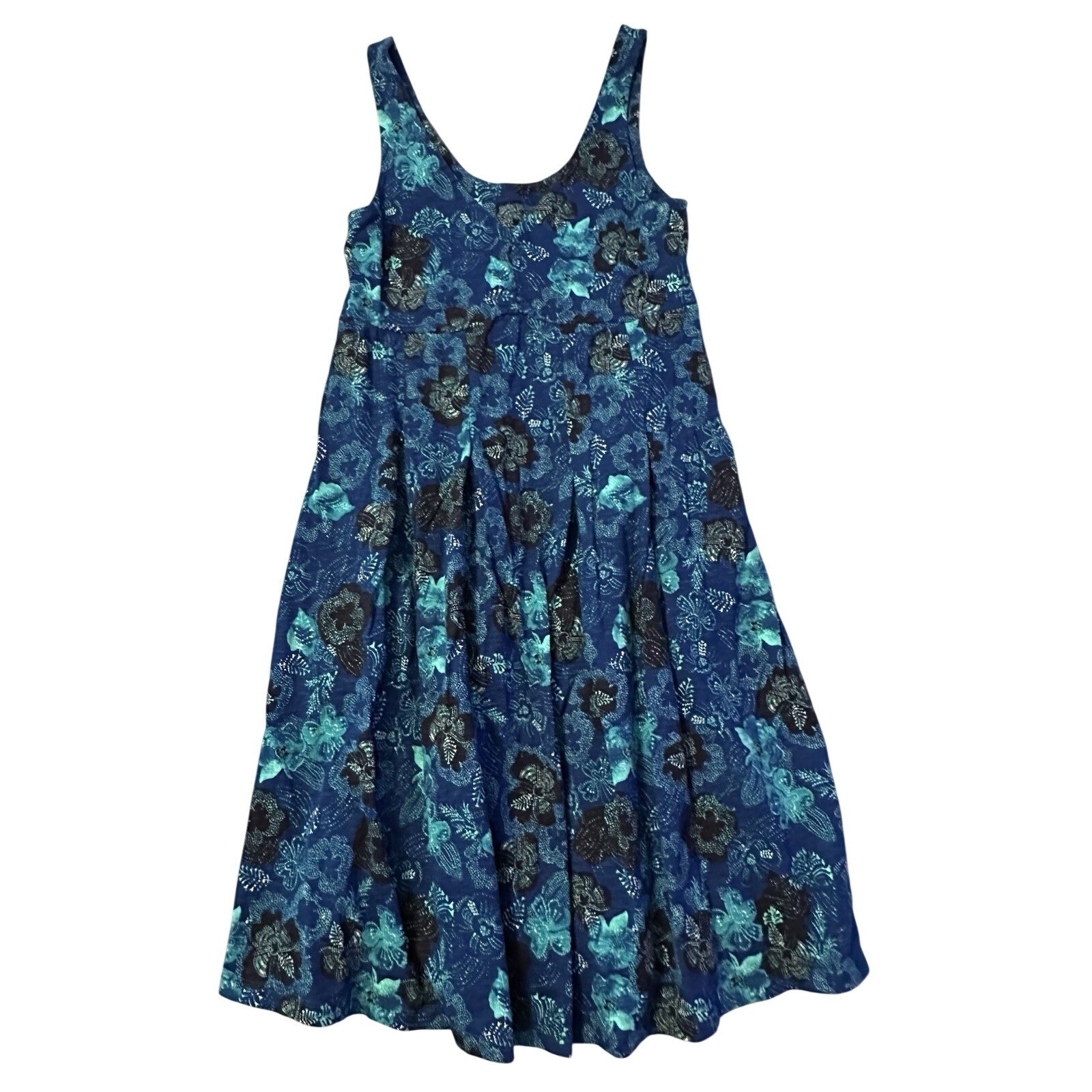 Patagonia Organic Cotton Floral Tank Dress Blue A-Line Sleeveless Women's M