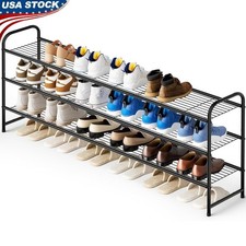 24 Pair Heavy Duty Adjustable Stackable Shoe Rack Organizer Closet Entryway New