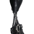 Black Patent Leather Thigh-High Platform Boots Lace-Up Buckle Zipper Round Toe — photo 5