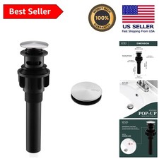 Durable Brushed Nickel Pop-Up Sink Drain with Quick Shut-Off  Overflow Feature